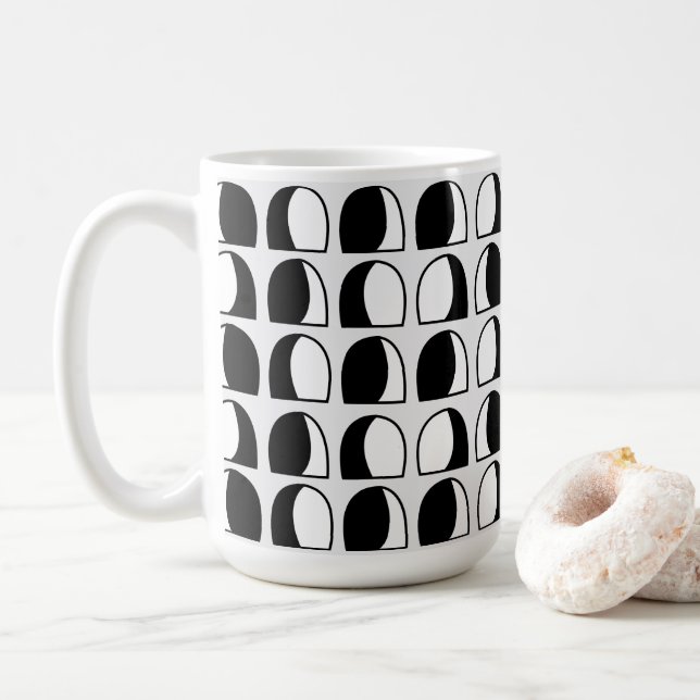 Geometrisch für den Kreis Schwarz/Weiß Kaffeetasse (Mit Donut)
