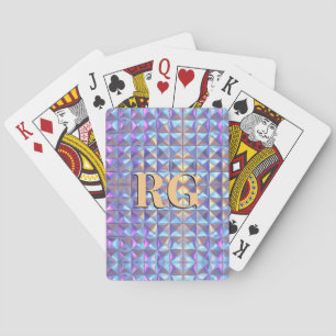 Geometrisch für Monogramm, Gold, Blau und Lila Iri Spielkarten