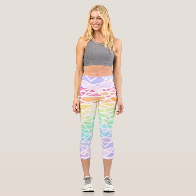 Geometrisch für Regenbogen Capri Leggings (Vorderseite)