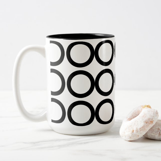 Geometrisch für Schwarzweiß Zweifarbige Tasse (Mit Donut)