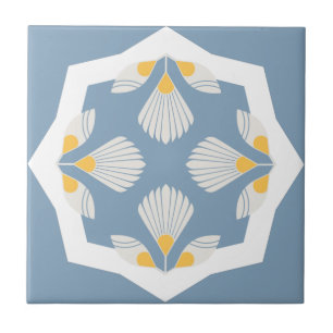 geometrisch gelb und aquamarine ethnische Blume Fliese