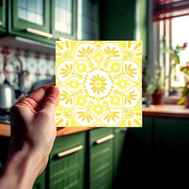 geometrisch gelb und weiß fliese (Geometric yellow and white Ceramictile.)