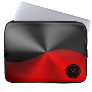 geometrisch geometrisch geformtes Schwarz-Rot-Imit Laptopschutzhülle