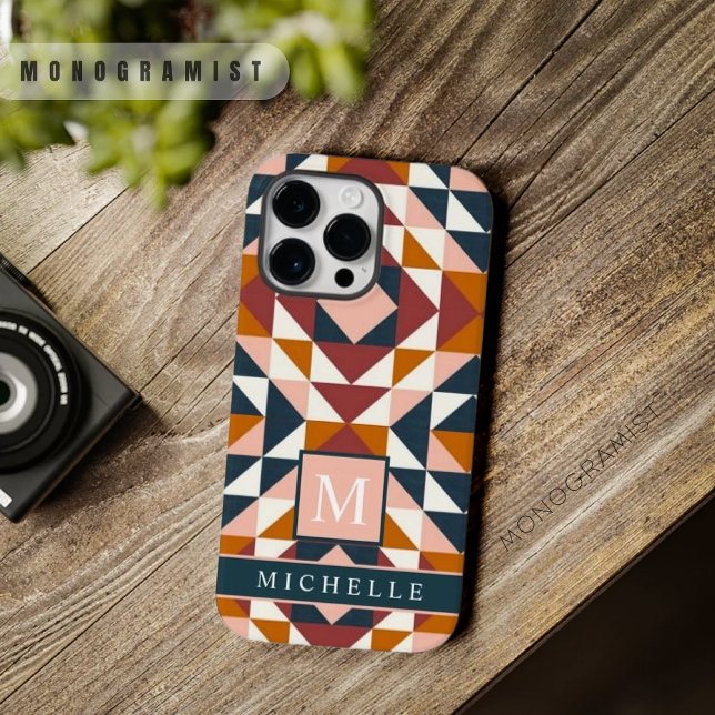 Geometrisch, geometrisch, weiß, rosa, orange Case-Mate iPhone hülle (Customizable White Pink Red Orange Geometric Case-Mate iPhone Case)