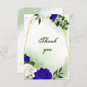 geometrisch goldfarbene Blume mit royal-blau-weiß- Dankeskarte