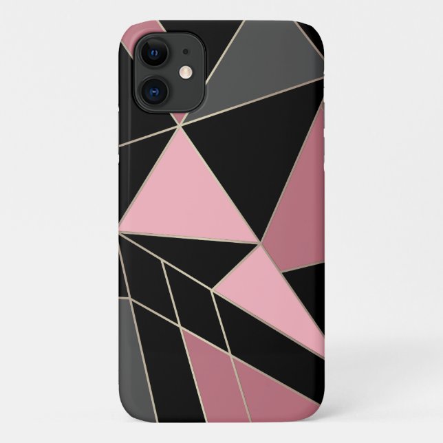 Geometrisch, grau, rosa Case-Mate iPhone hülle (Rückseite)
