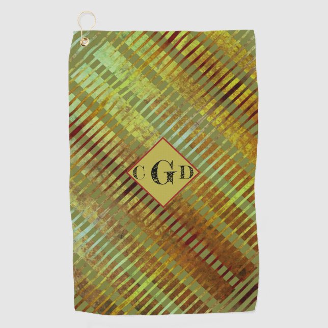 Geometrisch, grün, asymmetrisch gestrichen golfhandtuch (Vorderseite)