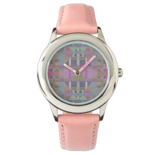 Geometrisch grün Lila rosa Armbanduhr