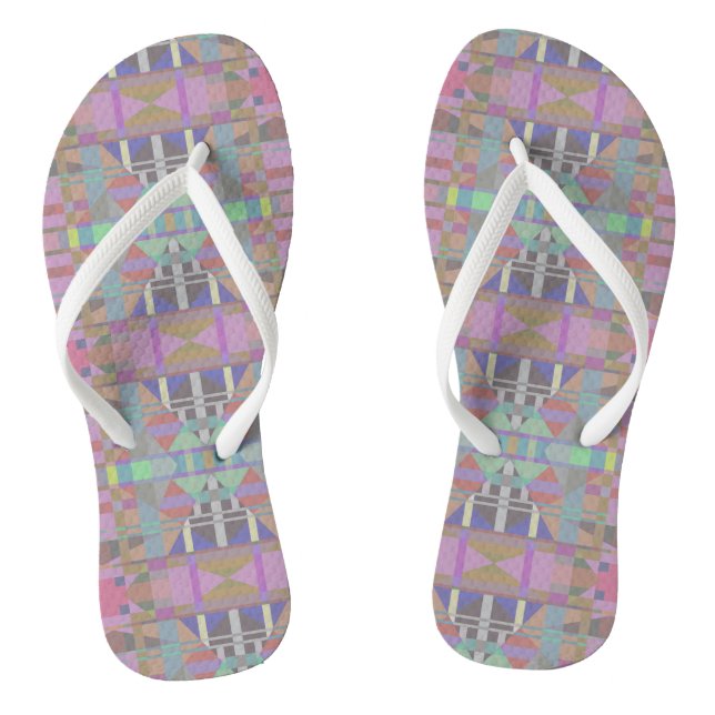 Geometrisch grün Lila rosa Flip Flops (Fußbett)