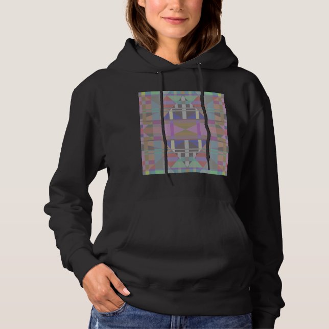 Geometrisch grün Lila rosa Hoodie (Vorderseite)