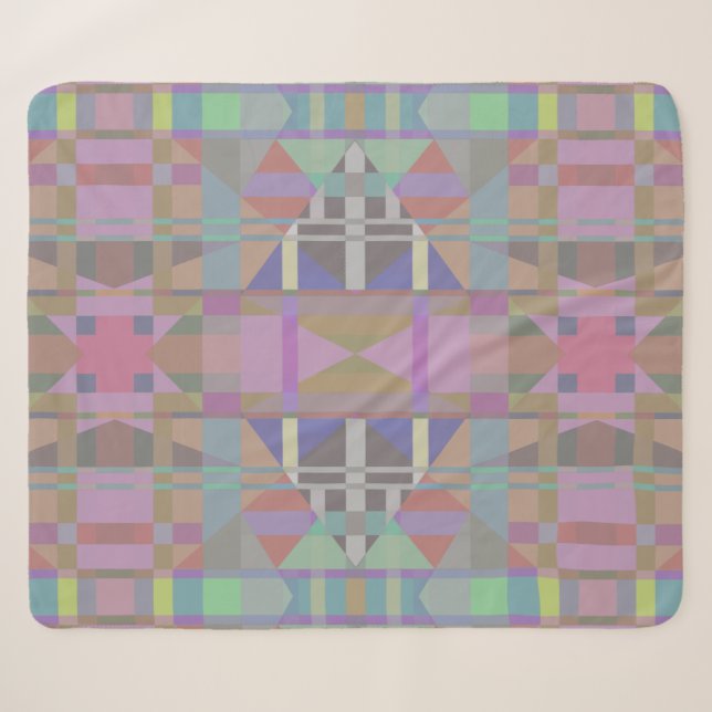 Geometrisch grün Lila rosa Sherpadecke (Vorderseite (Horizontal))
