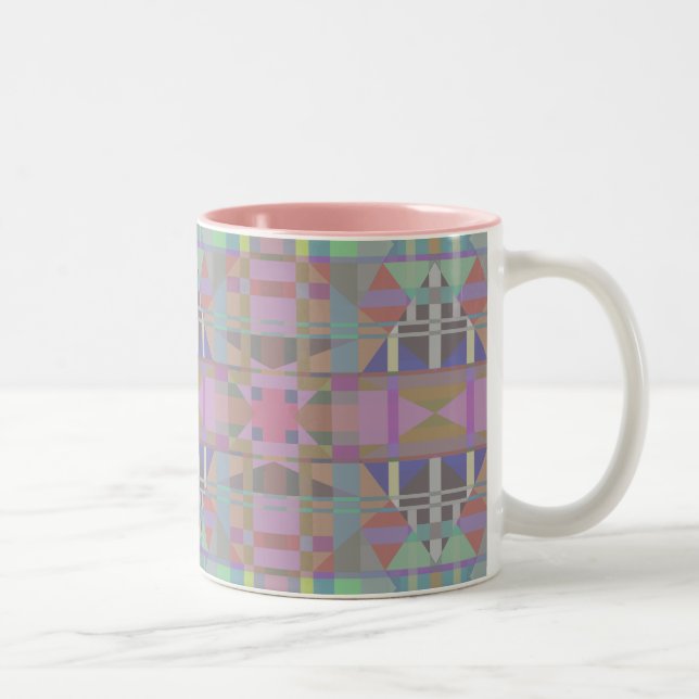 Geometrisch grün Lila rosa Zweifarbige Tasse (Rechts)