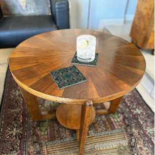 geometrisch grün und Gold Glasuntersetzer