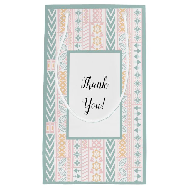 Geometrisch grün und peach kleine geschenktüte (Vorderseite)