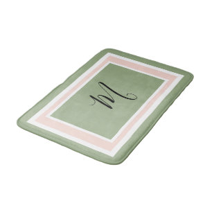 Geometrisch grün und rosa für Monogramm Badematte