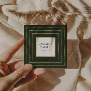 geometrisch-grüner Salon-Friseur Quadratische Visitenkarte