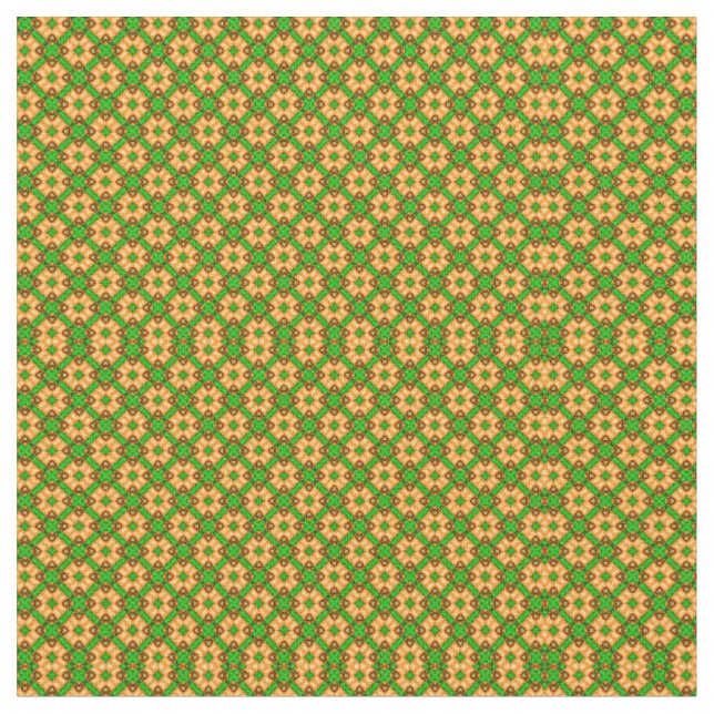 geometrisch-grünes und orangefarbenes Muster Stoff (Nahaufnahme)