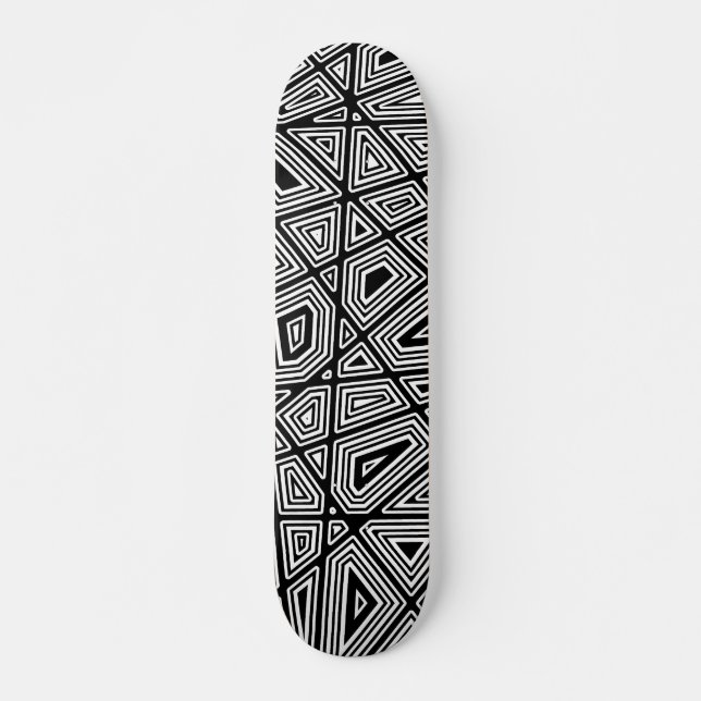 Geometrisch II - Schwarz auf Holz Skateboard (Vorne)