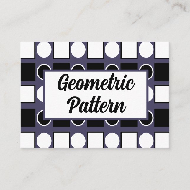 Geometrisch lila Schwarz-weißer Quadrat Visitenkarte (Vorderseite)
