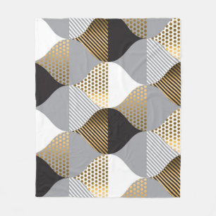 Geometrisch Luxus: schwarz, goldfarbenes Muster Fleecedecke