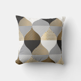 Geometrisch Luxus: schwarz, goldfarbenes Muster Kissen