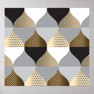 Geometrisch Luxus: schwarz, goldfarbenes Muster Poster