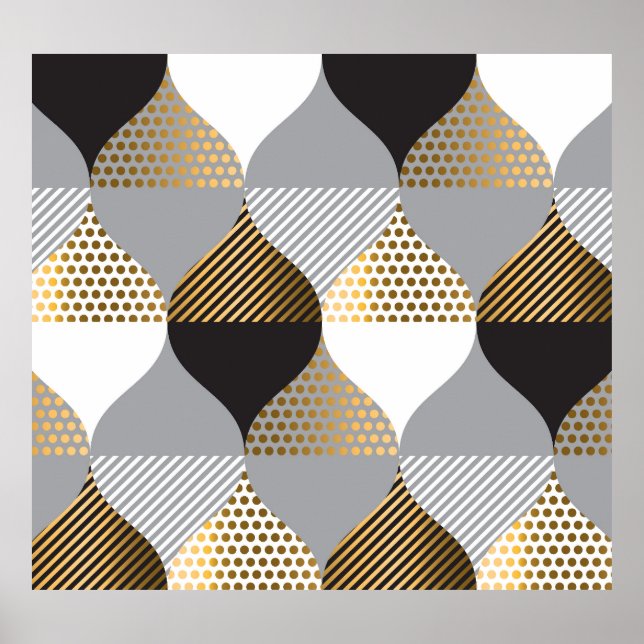 Geometrisch Luxus: schwarz, goldfarbenes Muster Poster (Vorne)