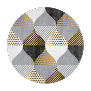 Geometrisch Luxus: schwarz, goldfarbenes Muster Schneidebrett