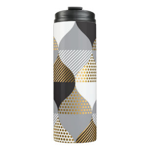 Geometrisch Luxus: schwarz, goldfarbenes Muster Thermosbecher