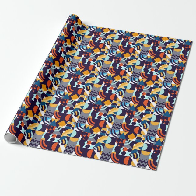 Geometrisch mehrfarbig: Primitive Formen Fusion Geschenkpapier (Ungerollt)