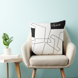 Geometrisch Mit Monogramm Schwarz und Weiß Kissen
