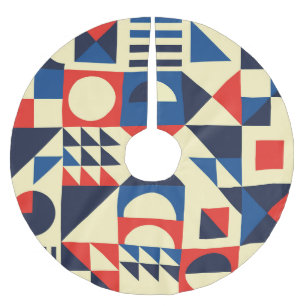 Geometrisch Mitte des Jahrhunderts: Funky Retro Mu Polyester Weihnachtsbaumdecke