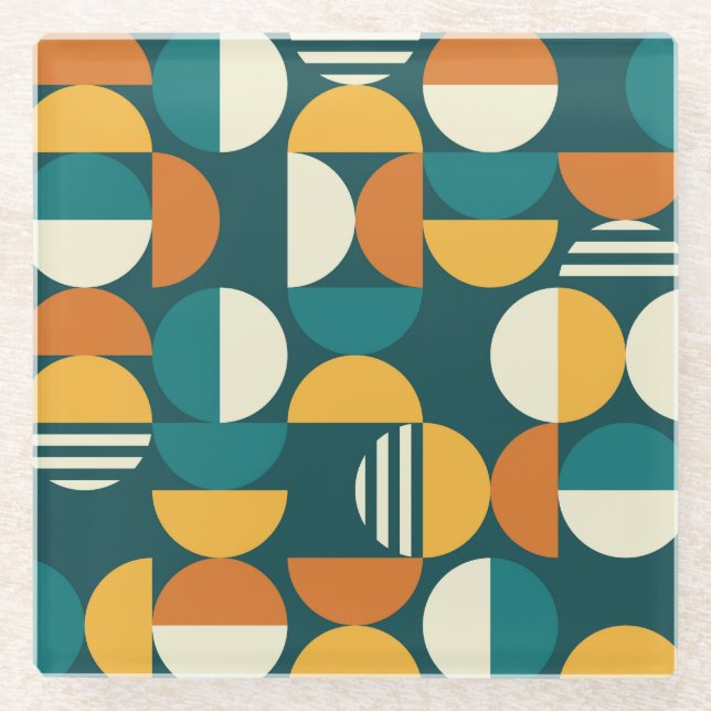 Geometrisch Mitte des Jahrhunderts: Minimalistisch Glasuntersetzer (Vorderseite)
