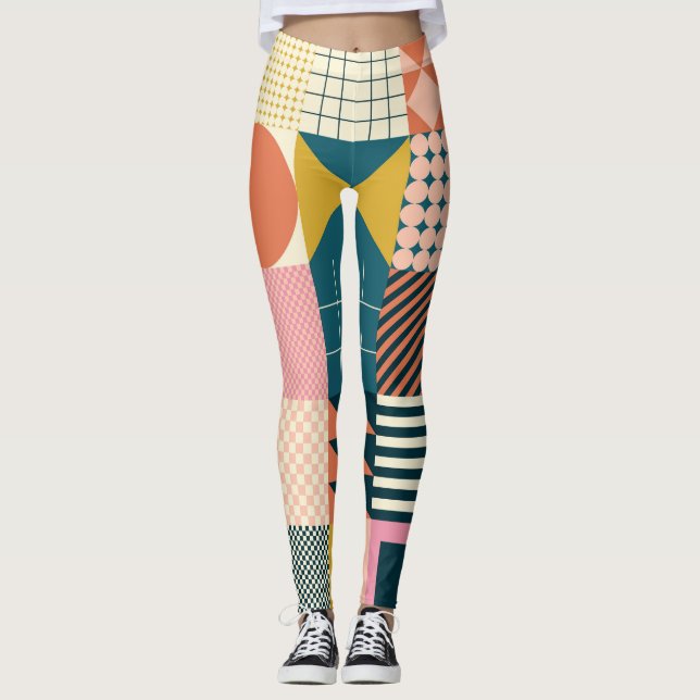 Geometrisch modern Abstrakt: Farbiges Design Leggings (Vorderseite)