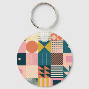 Geometrisch modern Abstrakt: Farbiges Design Schlüsselanhänger