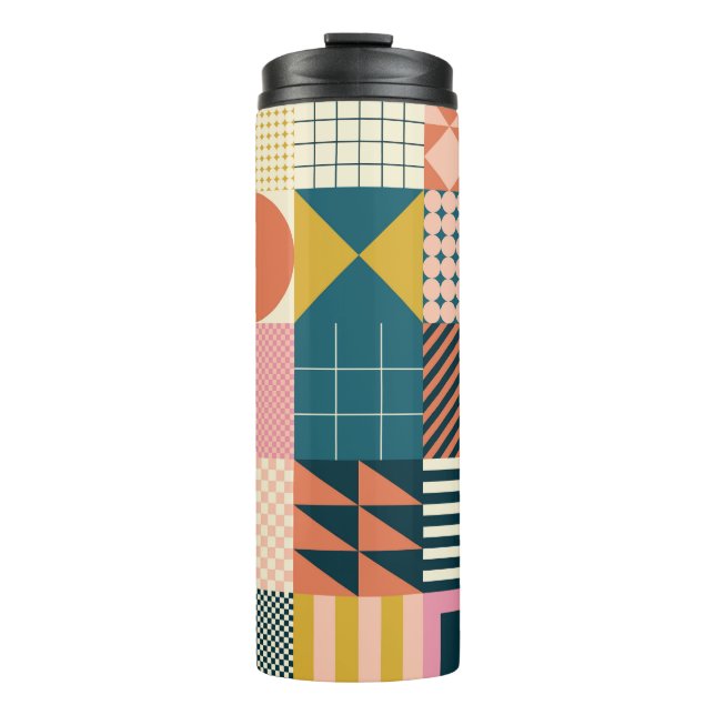 Geometrisch modern Abstrakt: Farbiges Design Thermosbecher (Vorderseite)