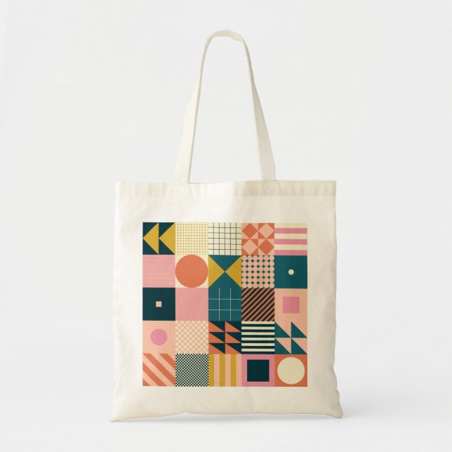 Geometrisch modern Abstrakt: Farbiges Design Tragetasche (Vorne)