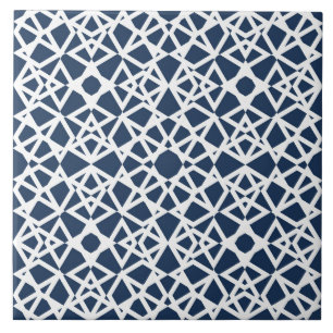 Geometrisch, modern, einfach, marineblau, weiß fliese
