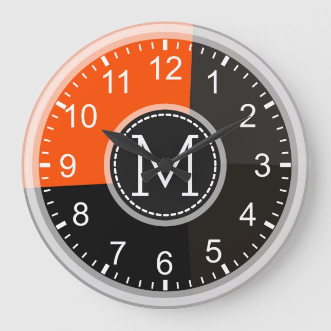 Geometrisch, modern, Retro farbig #2 Große Wanduhr (Vorderseite)