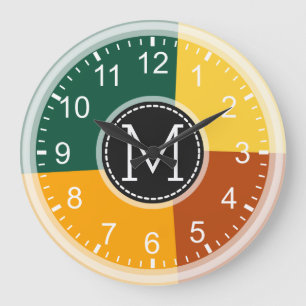 Geometrisch, modern, Retro farbig #9 Große Wanduhr