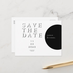 Geometrisch Modern Schwarz-Weiß Save-the-Date Ankündigungspostkarte