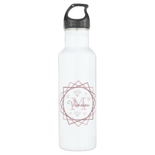 Geometrisch moderne Rose Gold Monogram Edelstahlflasche