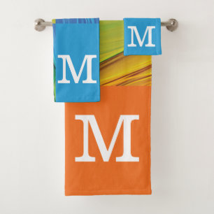 geometrisch, monogram badhandtuch set