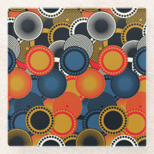 Geometrisch nach hinten: Goldene Kreise Harmonie Glasuntersetzer