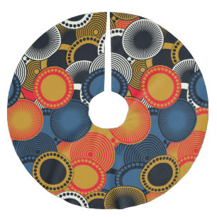 Geometrisch nach hinten: Goldene Kreise Harmonie Polyester Weihnachtsbaumdecke