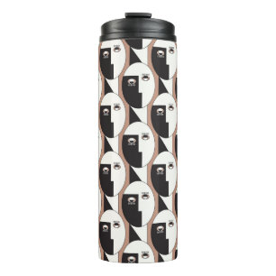 geometrisch nahtloses Muster für Gesicht und Augen Thermosbecher