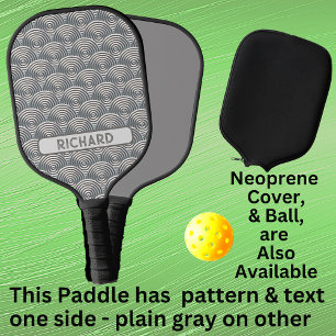 Geometrisch, Name oder Monogramm für den hellgraue Pickleball Schläger