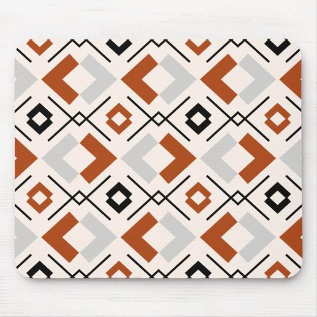 geometrisch orange-beige und grau-braun mousepad (Vorne)