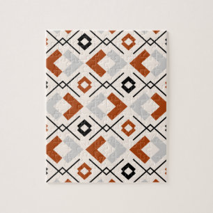 geometrisch orange-beige und grau-braun puzzle