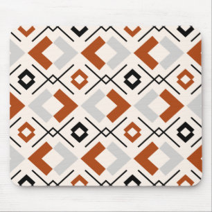 geometrisch orangefarbenes und beige Muster Mousepad